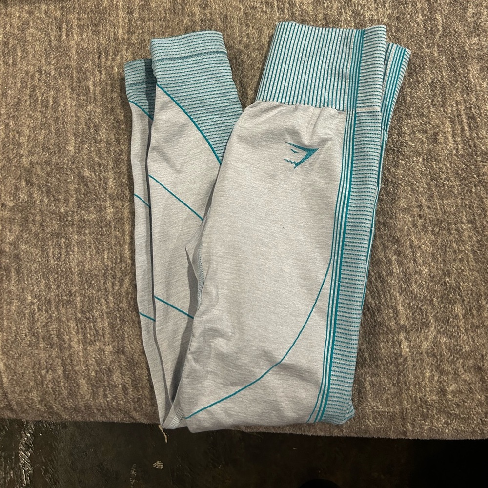 Gymshark Light Gray and Teal Leggings